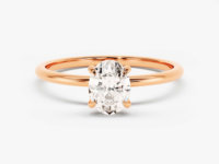 Bague de fiançailles en diamant taille ovale 1-2 carats, or massif 14k 18k, bague solitaire à 4 griffes