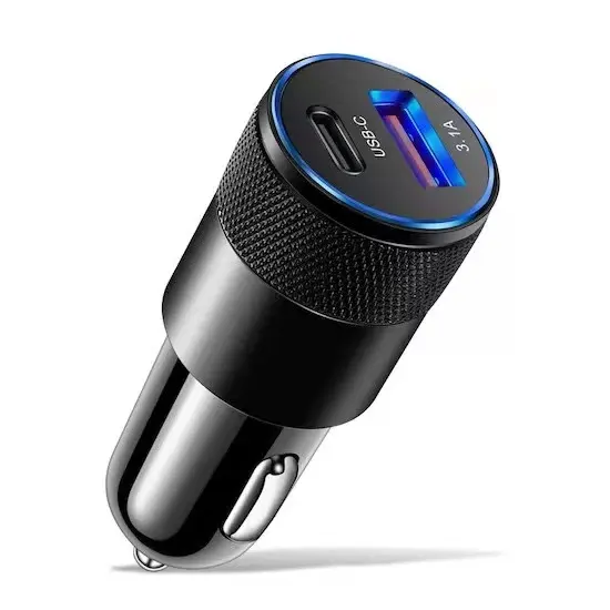 Small Steel Metal USB Quick Car Charger 15W 3.1A USB C PD Car Charger Adapter Fast USB Car Charger