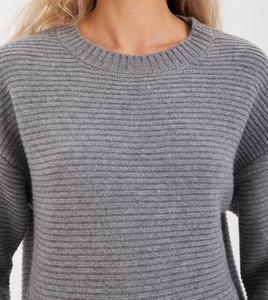 Jersey de punto de moda de manga larga con cuello redondo para mujer de Cachemira pura 100% - Product Image 3