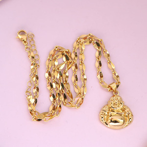 สร้อยคอจี้พระพุทธรูปและสร้อยคอชุบทอง18K ทันสมัย NZ1666ฮวงจุ้ยนำโชคสำหรับผู้ชายและผู้หญิง - Product Image 4