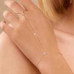 AB054 Bracelet tendance en argent sterling 925 avec zircon pavé, étoile et <span class=keywords><strong>petite</strong></span> fleur, chaîne pour femme, bracelet avec anneaux, cadeaux, bijoux - Product Image 3