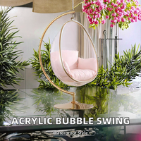 Fauteuil suspendu bulle en acrylique transparent avec support en acier inoxydable doré, design œuf suspendu or et argent, mobilier d'extérieur étanche