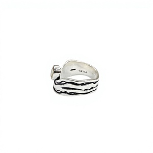 Modern Handmade Wave Pattern <b>Ring</b> in 925 Sterling Silver with Dual <b>Citrine</b> Gemstone Design Jewelry Collection - Product Image 3