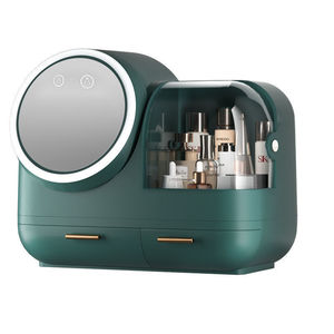 Boîte de rangement cosmétique LED créative 25L avec tiroirs, organiseur de maquillage anti-poussière pour coiffeuse, boîte de rangement de bureau - Product Image 1