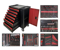 Gabinete de Herramientas con Juego de 283 Piezas para Mecánicos, Personalizable OEM, para Taller o Garaje, Resistente, Móvil, de Acero CR-V con 7 Cajones, 77x46x96cm, 55kg