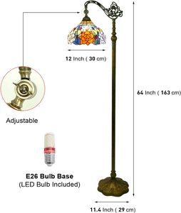Lampe sur pied moderne à col de cygne arqué, corps en fer réglable, lampe de lecture d'angle avec verre teinté rose et lumière tricolore - Product Image 4