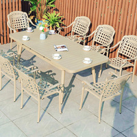 Ensemble de table et de chaises de salle à manger en aluminium extensible, résistant à l'eau et au soleil, conçu sur mesure