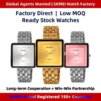 Reloj de Pulsera de Cuarzo Analógico para Mujer SKMEI 2562, Caja Cuadrada de Aleación de Zinc, Múltiples Colores de Esfera, Acero Inoxidable, Elegante Reloj de Vestir