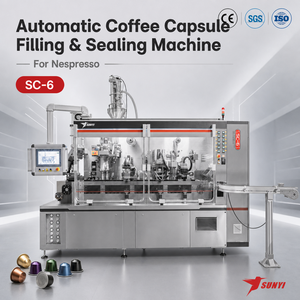 Machine de scellage de capsules de <span class=keywords><strong>café</strong></span> à six voies avec remplissage par vis sans fin servo et purge d'azote 5-5,5g SUS304 Fabricant - Product Image 1