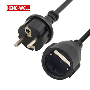 HENG-WELL CEE7/7 Plug European Waterproof <strong>Power</strong> Extension <strong>Cord</strong> <strong>Schuko</strong> Plug <strong>With</strong> Rubber Cable Leads Europe CE Approval - Product Image 4