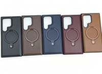 Étui de luxe pour téléphone avec support anneau de charge sans fil pour Samsung S26 S25 A15 A54 A35 5G A05 A55, coque arrière en cuir, étui 18Pro Max