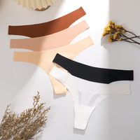 Culottes string en soie glacée taille basse, invisibles, sans couture, pour femmes