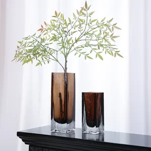 Newest Design Brown Double Wall Crafts Diy Creative Artistic Interior Decoration Modern Murano Glass Vase