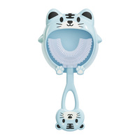 Brosse à dents en forme de U en Silicone de haute qualité avec porte-brosse à dents sur le mur pour bébé enfant nettoyage des dents à 360 degrés