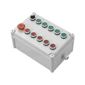 Boîtier de commande industriel étanche IP65 à double rangée, 12 boutons d'arrêt d'urgence et bouton rotatif + dix boutons à réinitialisation automatique, boîte à boutons - Product Image 4