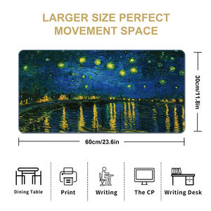 Tapis de souris de jeu grand format Van Gogh Starry Sky, résistant à l'eau, anti-rayures, en caoutchouc naturel, tapis de bureau, stock <span class=keywords><strong>CS</strong></span> GO <span class=keywords><strong>LOL</strong></span> - Product Image 2