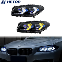 Phares HETOP F10 2010-2017, double couleur, style serpent, pour BMW Série 5, éclairage avant amélioré, LED jaune et blanc, lentille laser, Plug and Play