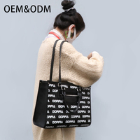 Grand sac cabas noir personnalisé blanc avec conception monogramme sacs à main en cuir végan sacs à main pour dames sacs à main pour femmes sacs cabas pour femmes/