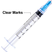 Jeringa Manual de 3 ml con Conexión Luer Lock, Aguja de 23G y 25 mm, Esterilizada y Envasada Individualmente, Adecuada para Uso en Laboratorio, Medición de Líquidos
