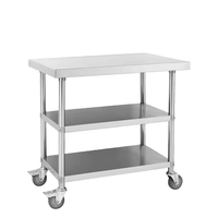 Meja Kerja Komersial Jinsihe Stainless Steel NSF dengan Rak Bawah, Finishing Brushed Matt, Kapasitas Beban 300 Kg/m untuk Dapur Restoran