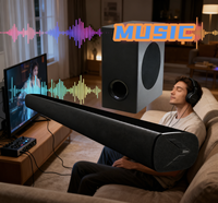 Barre de son TV 2.1 canaux avec caisson de basses, microphone, système home cinéma Bluetooth, karaoké, télécommande, HDMI, basses profondes, son HIFI