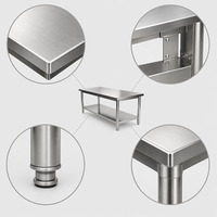 Table de travail robuste en acier inoxydable 304 CFT avec étagère supérieure réglable, table de préparation à 2 niveaux pour cuisine commerciale, laboratoire, atelier