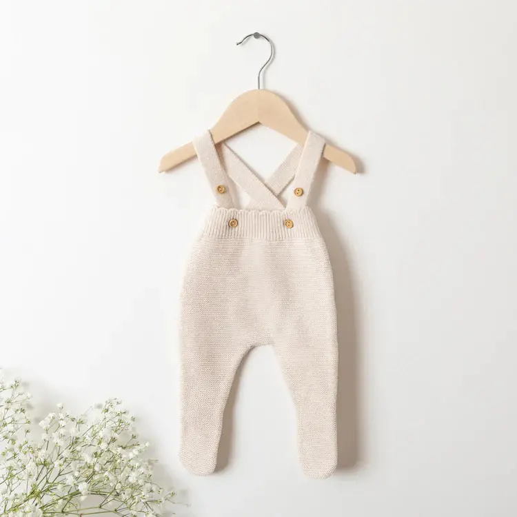 organic cotton knit baby dungarees newborn romper overall jumper clothes for winter autumn season