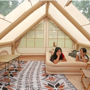 軽量12オックスフォード防水キャンプテント 3m×4m デュアルスカイライト 通気性 A/Bドア構造 クイックセットアップ 二部屋 - Product Image 5