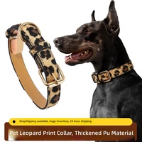 Collier pour animaux de compagnie imprimé léopard, réglable, en polyuréthane, adapté aux chiens de petite et moyenne taille, accessoire de marche en plein air