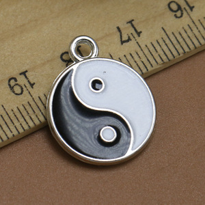 Pendentif en alliage de Zinc en émail, 22x18mm, Tai Chi <span class=keywords><strong>Yin</strong></span> et Yang, 8 diagrammes, bijoux, accessoires de fabrication, breloques, bricolage, Diy, livraison gratuite - Product Image 1