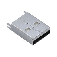 Connecteur USB 2.0 Type-A Mâle 4 Broches Port de Charge 180 °   Connecteur USB-A mâle vertical 15,0 mm à montage sur circuit imprimé (DIP)
