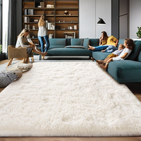 Tapis shaggy à poils longs en microfibre unie blanc crème, antidérapant, pour salon, chambre, dortoir, bureau à domicile, décoration 160*200cm