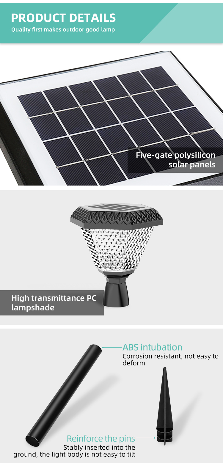 Upin Amazon top solar column light R-10C/Y lighting column LED Solar Garden Light - Other Light - 5
