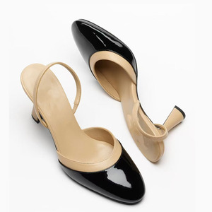 Sandales à talons hauts pour femme, grande taille 45, à bride arrière, bout rond, patchwork, style slingback, multicolores - Product Image 3