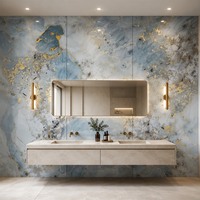 Panneau mural en PVC UV effet marbre, finition brillante uniforme, imperméable, détails de veines fines, panneau décoratif