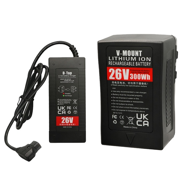RHINO POWER 26V BP-300Wh BP-300 BP-300S V-mount V LOCK Battery for Camcorder Broadcast LED Video Light with USB D-TA PORT
