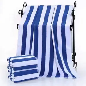 Оптовая продажа, на заказ, хлопковое быстросохнущее окрашенное пляжное полотенце в полоску, пляжное полотенце на заказ,