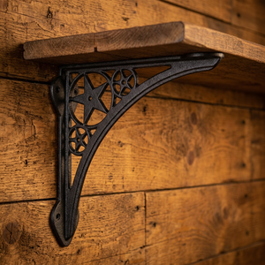 Support mural en fonte noire pour étagère, support d'angle en métal à motif étoile, support de rangement suspendu pour cuisine et salon - Product Image 3
