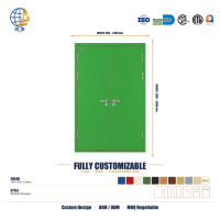 Porte coupe-feu double battant en acier, design contemporain, pour salles scolaires, hôtels et salles de bal, couleur verte, pour projets coordonnés, vente en gros
