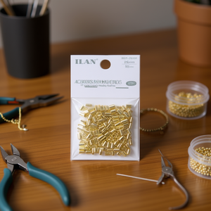 Perline in metallo ILAN 3x6mm cilindriche color oro per la creazione di gioielli e accessori - Product Image 2