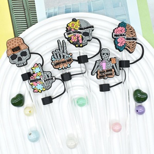 Adornos de PVC para Pajitas de 10 mm con Diseño de Calaveras de 8 mm, Serie Halloween, Accesorios para Bar, Antipolvo, Horror - Product Image 3