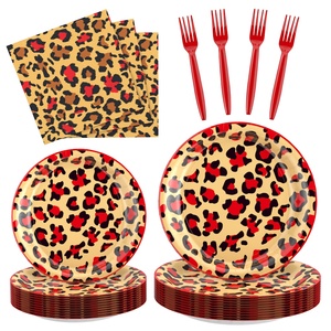 Pink Leopard Print Animal Print Party Tableware Set Back to School Valentine's Day Graduation Season Easter Decorated Napkins - Product Image 2