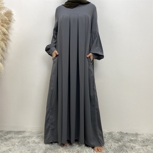 6683# Muslim Abaya Dresses High Quality 8 Colors Chiffon Long Sleeve Net <b>Maxi</b> Dress for Muslim Women Ramanda Eid Fashion - Product Image 3