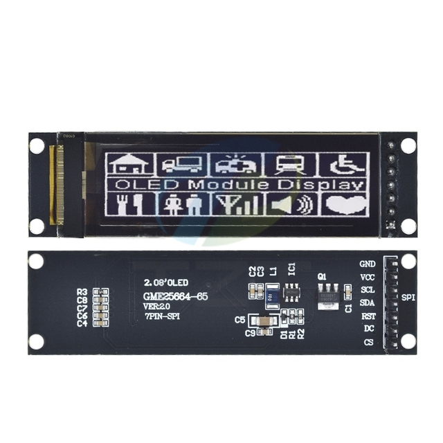 TZT 2.08 Inch Real OLED Display 256*64 25664 Graphic LCD Module White Display Screen LCM Screen SH1122 Controller Support SPI
