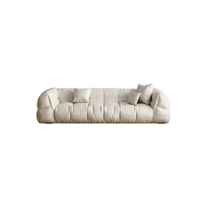 Pháp phong cách kem da SOFA PHÒNG KHÁCH tối giản căn hộ nhỏ kết hợp thẳng xuống đám mây sofa hiện đại đơn giản