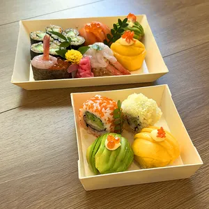 Einweg-Schachtel aus Holz für Sushi Bento-Tablett Lebensmittelbehälter mit durchsichtigem Deckel