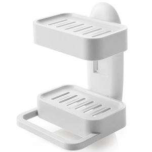 Boîte à Savon en Plastique Multifonctionnelle pour la Maison, Support Mural Double pour Savon avec Ventouse pour Salle de Bain - Product Image 2