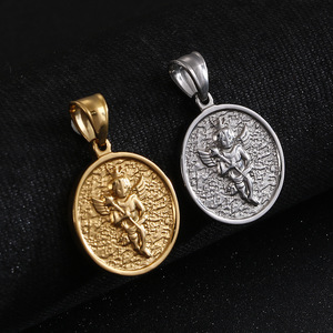 Collier Pendentif Hip Hop Vintage Punk Ange <span class=keywords><strong>Cupidon</strong></span> en Acier Inoxydable 316L Étanche PVD, Bijoux de Mode pour Hommes, Vente en Gros - Product Image 5