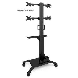 BEWISER Manufacture Single Movable Tv Cart Modern Tv Stand For Four Screens