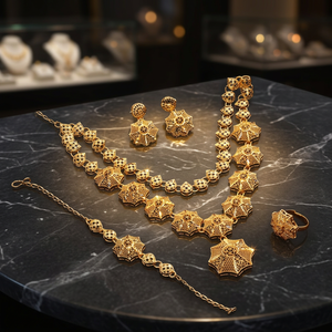 Collares de Moda al por Mayor, Chapados en Oro de 14K, 18K y 24K, Estilo Dubái, Juego de Joyería Turca, Diseño Tradicional Turco - Product Image 1